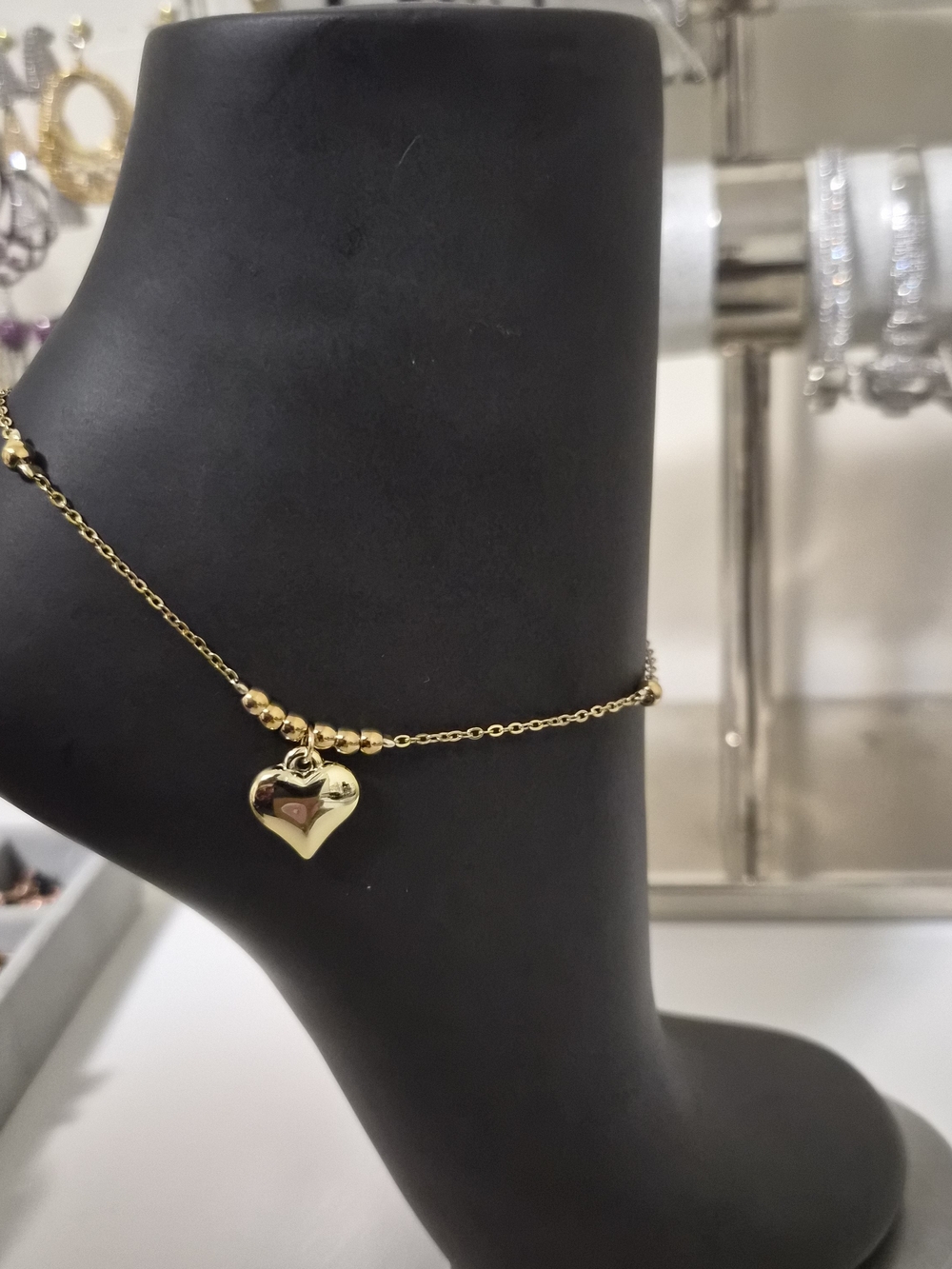 Gold Heart Charm Anklet - Women Accessories